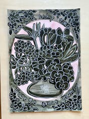 【額装】お花のドローイング